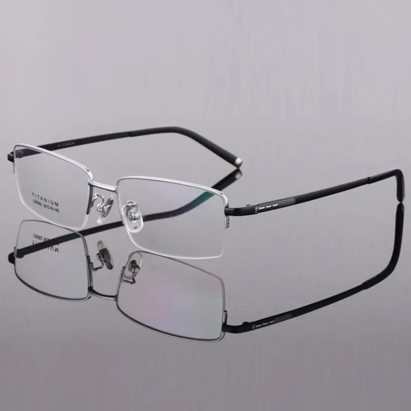 Kacamata Bingkai Pria Titanium, Kacamata Resep Miopia Persegi Ultra Ringan, Kacamata Setengah Optik untuk Pria
