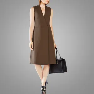 2022 yaz moda kadınlar seksi Elisabeth Midi yelek elbise ofis Elisabeth elbiseler kahverengi son bayanlar elbise