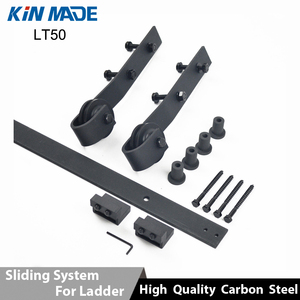 Kinmade <strong>Black</strong> Rolling <strong>Ladder</strong> Hardware Library Sliding <strong>Ladder</strong> Hardware Kit DIY Wood <strong>Ladder</strong> - Product Image 4