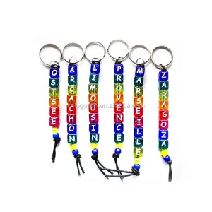 בעבודת יד אקריליק מכתב קוביית Keychain אישית פלסטיק קוביות Keyrings