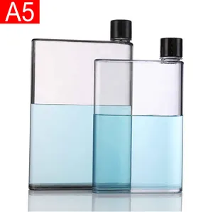 Botol Plastik Notebook, Botol Datar Tahan Air Akrilik Bening A5 A6 380/450Ml