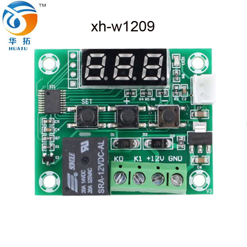 Controlador de temperatura digital, w1209 mini manual multi canal inteligente água digital controlador de temperatura relógio de parede com termômetro e higrômetro