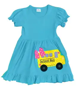 婴儿女孩回到学校衣服儿童夏季校车连衣裙批发 uas 儿童连衣裙