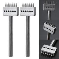 Outil de poinçonnage pour le cuir, acier inoxydable 6mm 2/4/6 dents, rangée d'espacement circulaire, pour la couture, poinçon découpeur, outils de bricolage en cuir