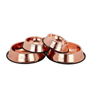 Prato de cobre de aço inoxidável para animais, tigela de animal de estimação para venda