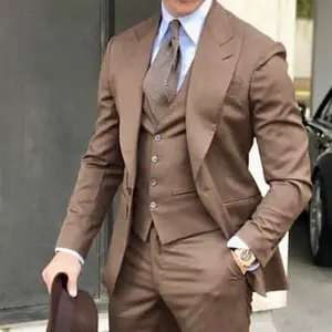 Men's Suit Slim Light Brown Mens Wedding Suits 3 Piece Slim Fit Set Three-Piece Set All Year ZYL059