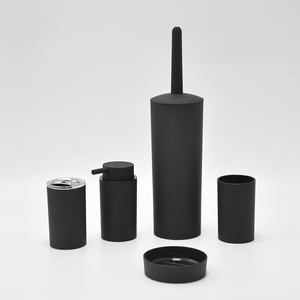 Ensemble de salle de bain de 5 pièces de forme cylindrique de couleur noire unie - Product Image 1