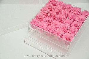 VUÔNG rõ ràng <span class=keywords><strong>Acrylic</strong></span> 25 tăng hiển thị hộp với Bìa <span class=keywords><strong>Acrylic</strong></span> Hộp Hoa với ngăn kéo - Product Image 3