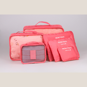 Tas <span class=keywords><strong>Organizer</strong></span> perjalanan 6 buah, kubus kemasan poliester geometris modis dengan penutup ritsleting pengatur bagasi penyimpanan