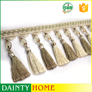 Bajo Precio <span class=keywords><strong>Al</strong></span> Por Mayor De Textiles Para El Hogar Azul Franja de La Borla de Cortina Decorativa - Product Image 6