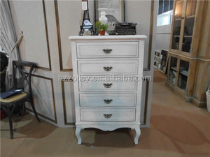 Style de pays d'amérique antique bois récupéré meubles pur blanc 5 tiroirs en bois porte d'entrée mur table <span class=keywords><strong>console</strong></span>, Classeur - Product Image 1