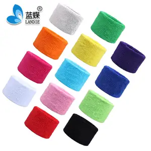 थोक कपास कपड़े कलाई कस्टम कढ़ाई लोगो के साथ खेल Wristband Sweatband