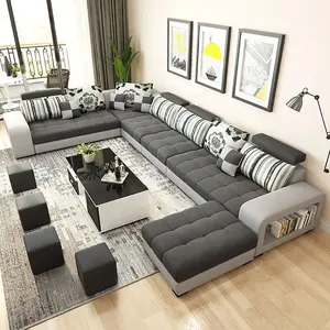 客厅沙发北欧风格 6 座套 U 形沙发套装设计