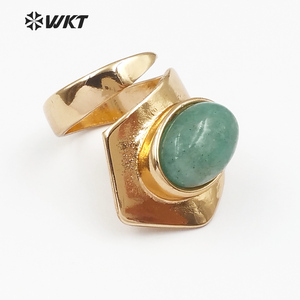 WT-R310 Wholesale Metal Electroplated Stone <strong>Ring</strong> Adjustable <strong>Rings</strong> Geometric Shape Elegant for <strong>Jade</strong> <strong>Rings</strong> - Product Image 2