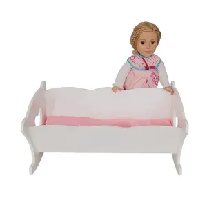 Mini Perabot Boneka Tidur Tempat Tidur Single Promosi Kualitas Boneka Cradle Kayu 18 Inch Boneka Furnitur