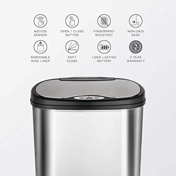 50L Ninestars recycle recycling bin stainless steel household sensor trash can wholesale big capacity smart recycle waste bin