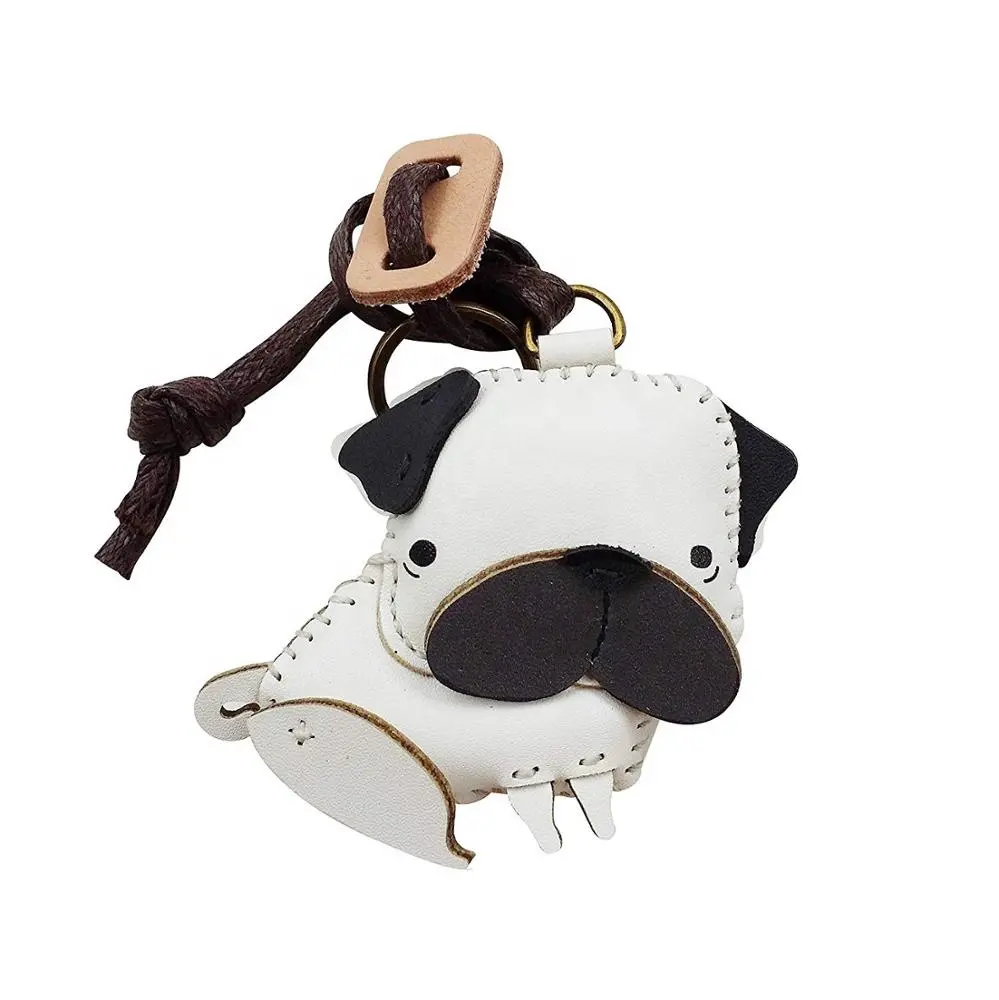 Good Price Leather Charm Bag Accessories Key Ring Pug Key Chain For Decoration