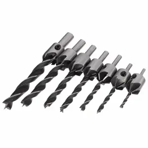 7pcs 5 बांसुरी Countersink अभ्यास बिट एचएसएस अभ्यास बिट Woodworking के लिए बांट सेट नाला 3-10mm