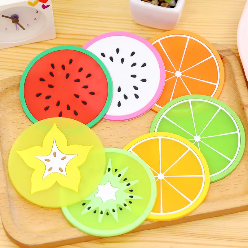 hot sale silicone fruit shape cup cushion heat insulation pad on-slip PVC table coaster