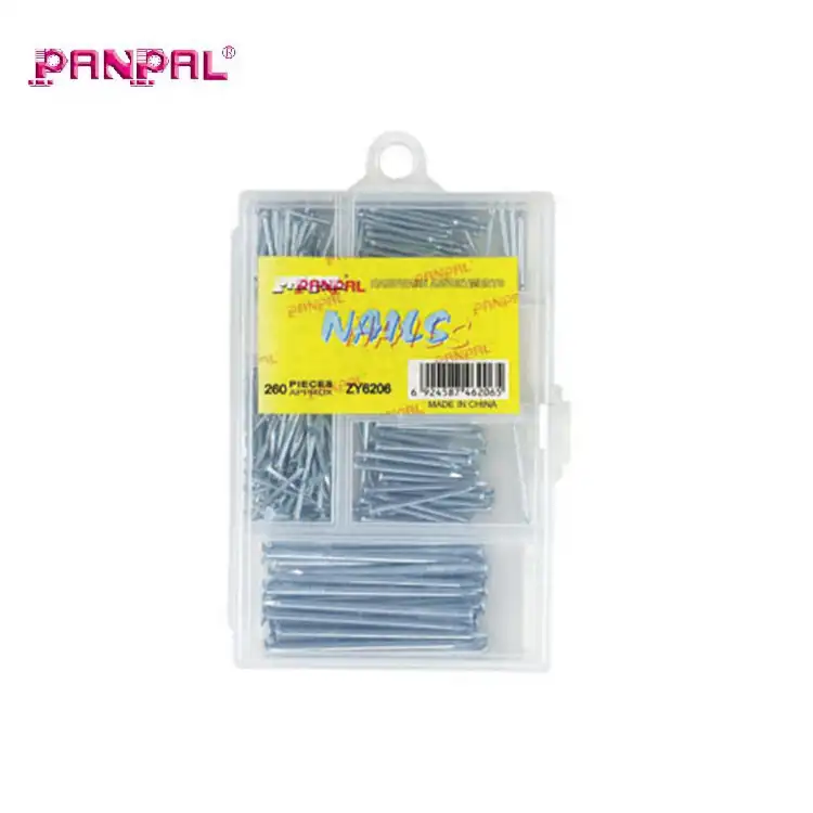China Manufacture PP Box 260PCS Glazed Zinc Plated Wire Brad Nail