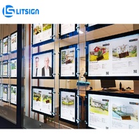 Présentoir LED ultra-mince anti-poussière pour vitrine, panneau publicitaire rectangulaire A3 pour agents immobiliers, fabriqué en Chine