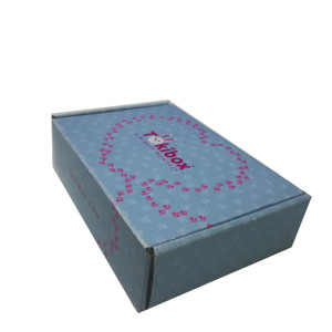 Boîte en papier ondulé imprimée et personnalisée, boîte bleue pliante, pour la livraison de vêtements, livraison, vente en gros, 50 pièces