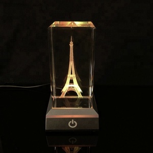 Honor Of Crystal 3D Laser Engraved <strong>Eiffel</strong> <strong>Tower</strong> Crystal Cube K9 Crystal Craft Ornament Birthday Gift Decoration