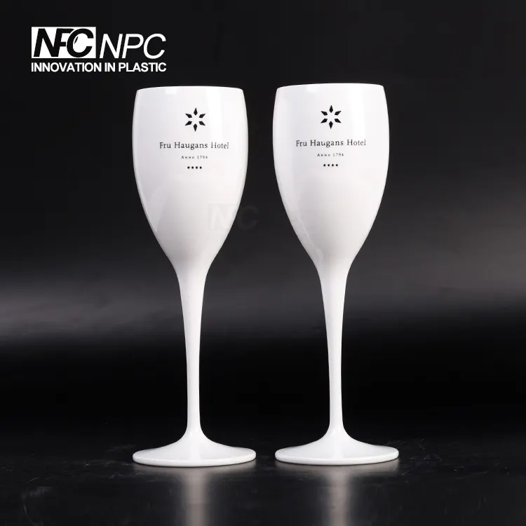 Şık tek kullanımlık 135ml beyaz plastik cam şampanya flüt parti kulüpleri