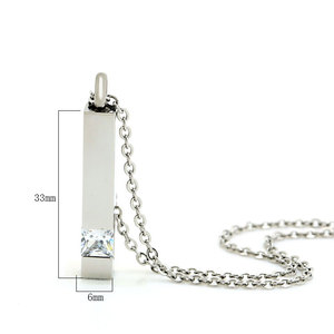 Ingrosso Design semplice intarsio di cristallo in acciaio inox semplice barra vuota cremazione urna ciondolo gioielli - Product Image 2