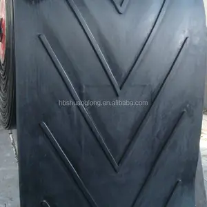 Sabuk karet bergaris <span class=keywords><strong>v</strong></span> Chevron berbentuk <span class=keywords><strong>v</strong></span> sistem sabuk konveyor tahan api konstruksi untuk pertambangan pasir - Product Image 1