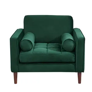 Sıcak satış lüks ev mobilyası eğlence Divano kanepe sandalye Modern Teal turkuaz yeşil kadife tek kişilik koltuk