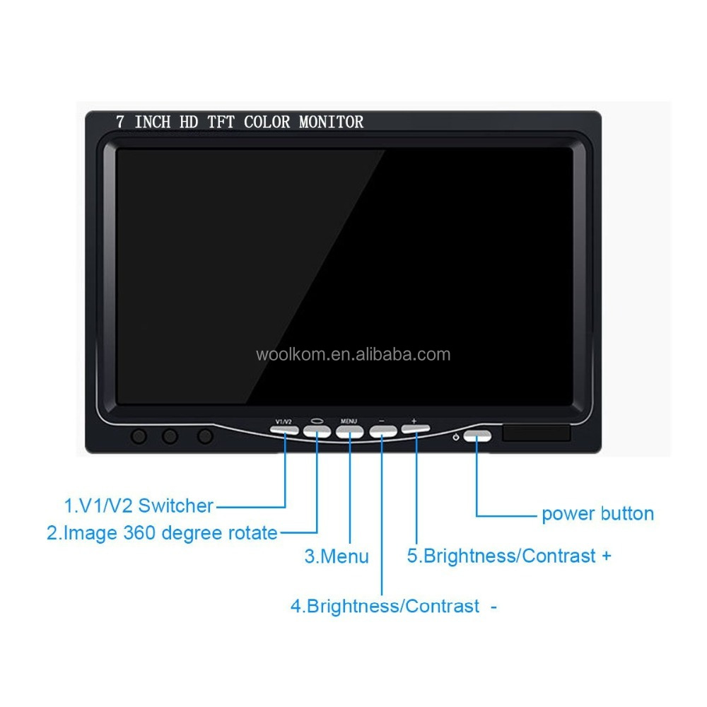 高解像度リバースイメージモニター7インチ 7 インチ高解像度回転カラー TFT LCD ディスプレイ モニター、リモコン