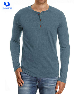 Los hombres Casual Slim Fit Henley de <span class=keywords><strong>manga</strong></span> <span class=keywords><strong>larga</strong></span> Camisetas de camisas de algodón <span class=keywords><strong>con</strong></span> tres <span class=keywords><strong>botones</strong></span> - Product Image 2