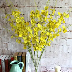 Di Yiwu Aimee forniture hotsale a buon mercato tessuto orchid la disposizione dei fiori, giallo phalaenopsis orchidea (AM-YD028)