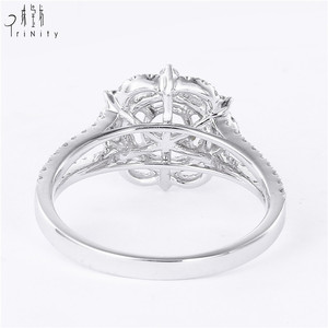 Anillo de bodas de oro macizo de 18 quilates para mujer, racimo de diamantes naturales, montaje semi sin piedra central - Product Image 3