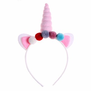 Mignon Boules de Poils Licorne Corne <span class=keywords><strong>Bandeau</strong></span> <span class=keywords><strong>Lapin</strong></span> <span class=keywords><strong>Oreille</strong></span> <span class=keywords><strong>Bandeau</strong></span> Bébé Princesse Festival Cheveux Accessoires - Product Image 2