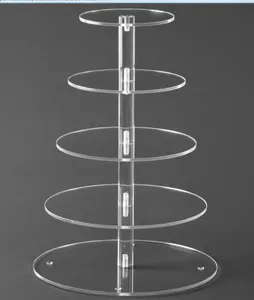 Soporte de exhibición acrílico marco barato exquisito Cupcakes pequeños en forma de columna múltiple