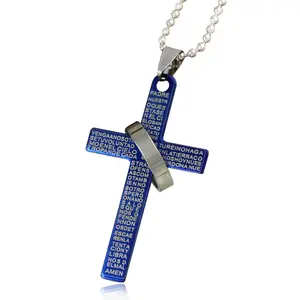 2018 gioielli di moda 4 colori collana uomo/donna preghiera croce pendente anello in acciaio al titanio collana