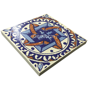 Decoración de azulejo de <span class=keywords><strong>piso</strong></span> de mezcla de color pintado a mano antiguo patrón 100x100mm Cerámica Arte de la pared - Product Image 2