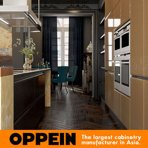 2016 El Último Diseño Moderno Laca Gabinete De Cocina de la Isla de Lujo de Oro Negro - Product Image 3