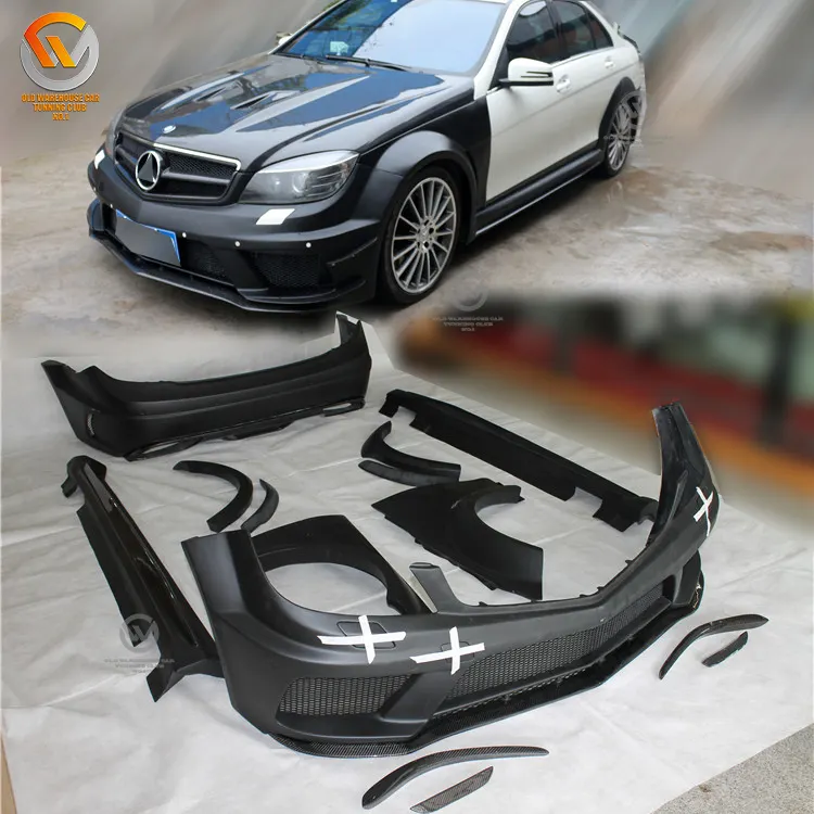 Piezas de coche de cuerpo ancho, ajuste 2012-2014 Clase C W204 4DR Sedan Coupe serie negra C63 AMG