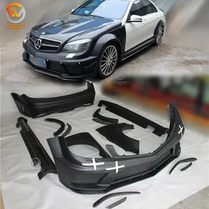 Fit 2012-2014 C Class W204 4DR סדאן קופה שחור סדרת C63 AMG סגנון אוטומטי חלקי רחב גוף ערכה