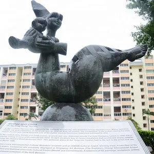 Bronze Fonderie d'art Célèbre Sculpture Abstraite En Métal Bronze Mère et Enfant Sculptures à La Tampines Central Park
