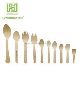 140mm <span class=keywords><strong>160mm</strong></span> Couverts jetables en bois de hêtre imprimés/estampés Cuillère et fourchette pliantes en bio matériel - Product Image 4
