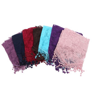 ผ้าพันคอสามเหลี่ยมพิมพ์ลายกุหลาบคุณภาพสูงผ้าคลุมไหล่พร้อมผ้าพันคอตัดแต่งลูกไม้ - Product Image 2