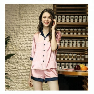 ชุดนอนผ้าไหมซาตินสไตล์ใหม่สำหรับผู้หญิงชุดนอนผ้าไหมคาร์ดิแกนลำลองสำหรับใส่ในบ้านหรือกลางแจ้งฤดูร้อน - Product Image 3