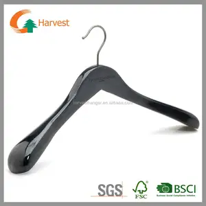 Clothes Hanger Price Factory Price Black Rubber Coated Wooden Clothes Hanger
