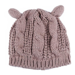 Pas cher Chat Oreilles Mignon Bérets Dames Double Épais Tricot Chapeau - Product Image 6