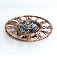 Horloge murale mécanique à engrenages mobiles en plastique de style vintage ancien, design 2019