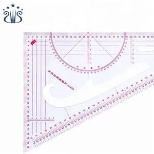 Multi-purpose Scale Right Angle Triangle Triangular Plastic Drawing Ruler with Protractor #3220